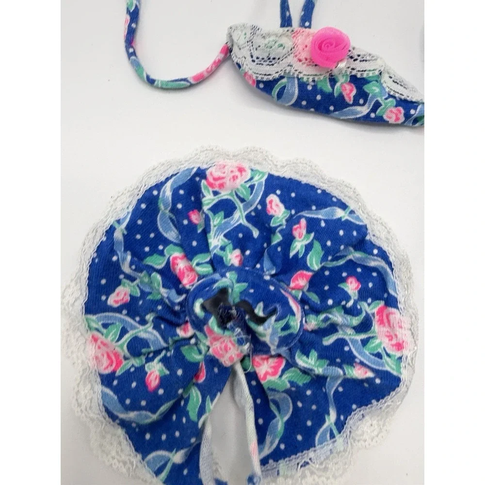 Small Doll Clothes Lot Blue White Lace Floral‎ Dress Clothing